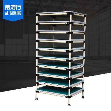 定制多層物料周轉(zhuǎn)車 精益管復(fù)合板白色封邊可調(diào)節(jié)大腳杯置物架