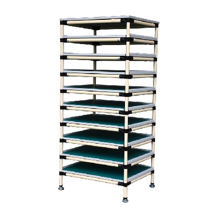 定制多層物料周轉(zhuǎn)車 精益管復(fù)合板白色封邊可調(diào)節(jié)大腳杯置物架